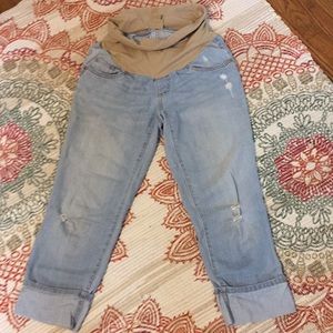 Women’s indigo Blue cropped maternity jeans